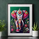 Fiber Decorated Little Elephant Photo Frame