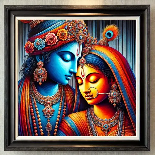 Fiber Lord Radha Krishna Photo with Mount, Print, and Framing